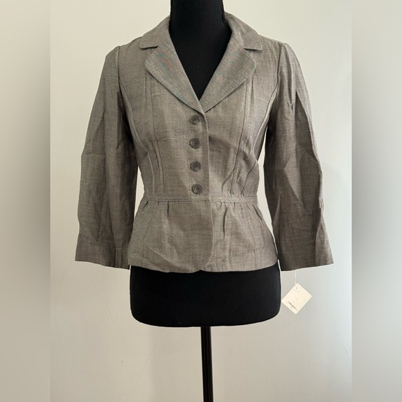 New Halogen 0 100% Cotton Women's Gray Button-Up Blazer 344 - Picture 1 of 9